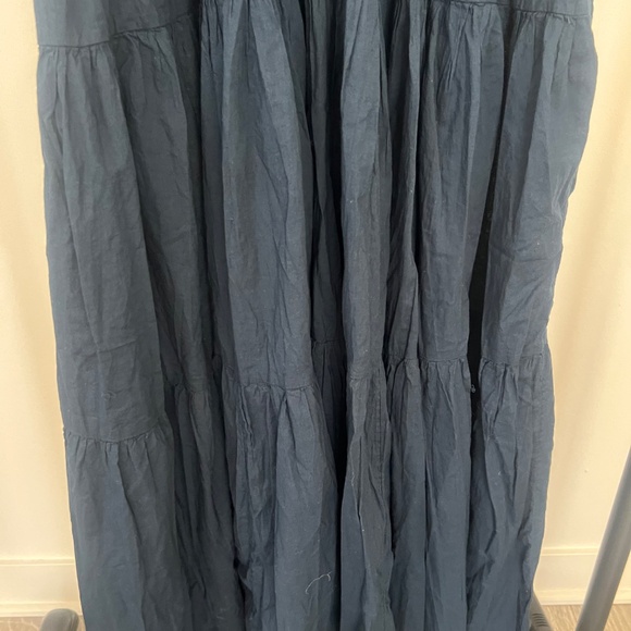 Like New Lucky Brand Cotton Tiered Dress with Ties Navy L - Picture 5 of 6